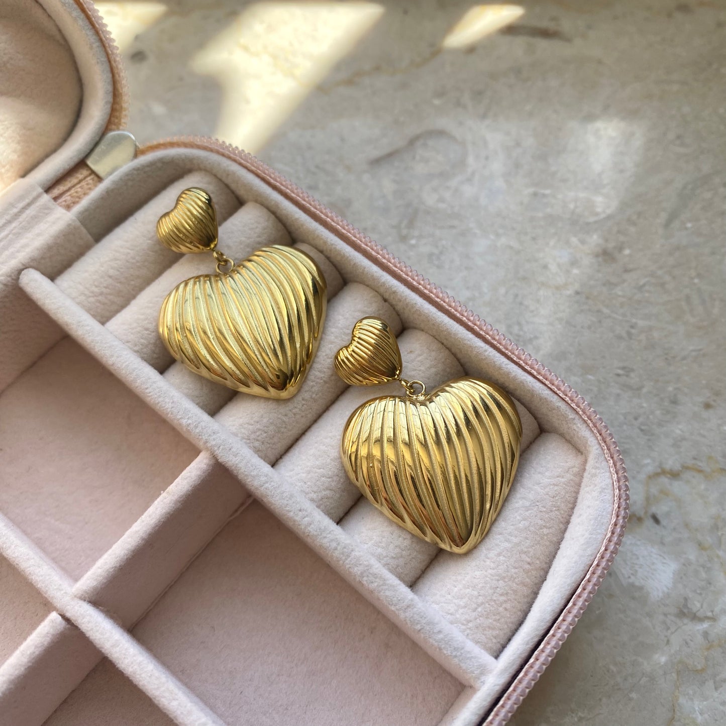 Heart Shaped Drop Earrings